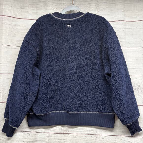 JW Anderson UNIQLO Blue Reversible Sherpa Fleece Crew Neck Sweatshirt Size M - Picture 5 of 11